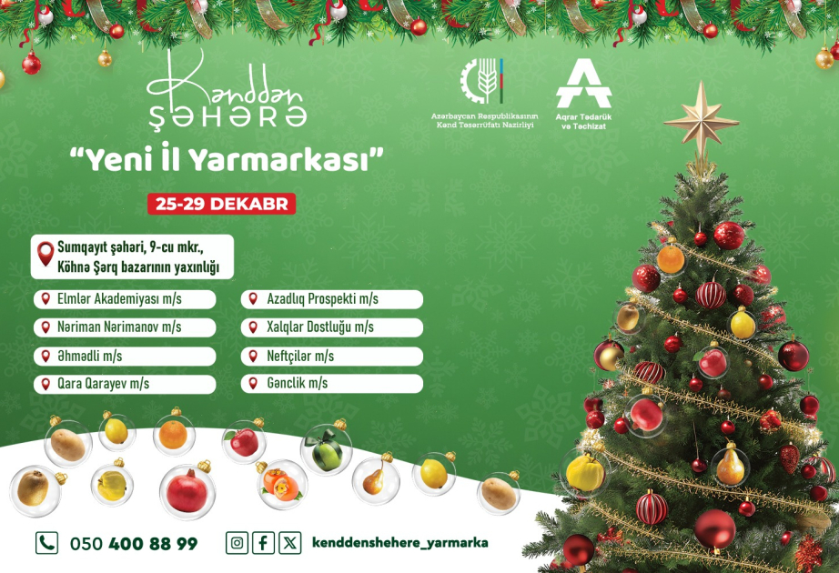 Sabahdan Bakı və Sumqayıtda "Kənddən Şəhərə" Yeni il yarmarkaları açılır