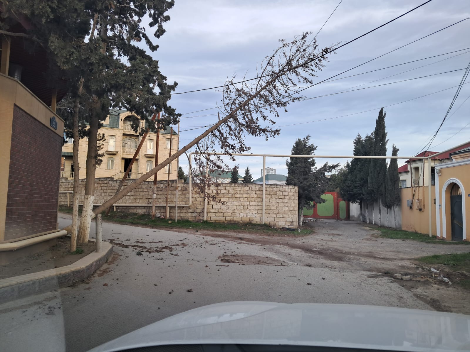 Güclü külək Bakının bəzi ərazilərini işıqsız qoydu - VİDEO