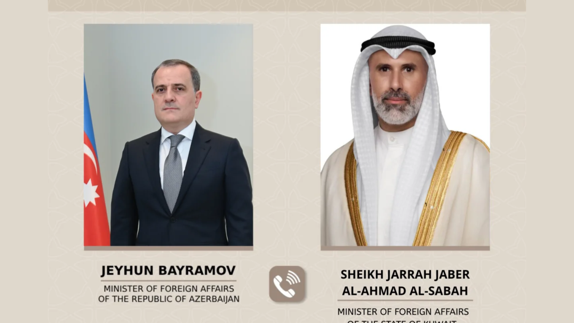 Ceyhun Bayramov Küveytin xarici işlər naziri ilə telefon danışığı aparıb