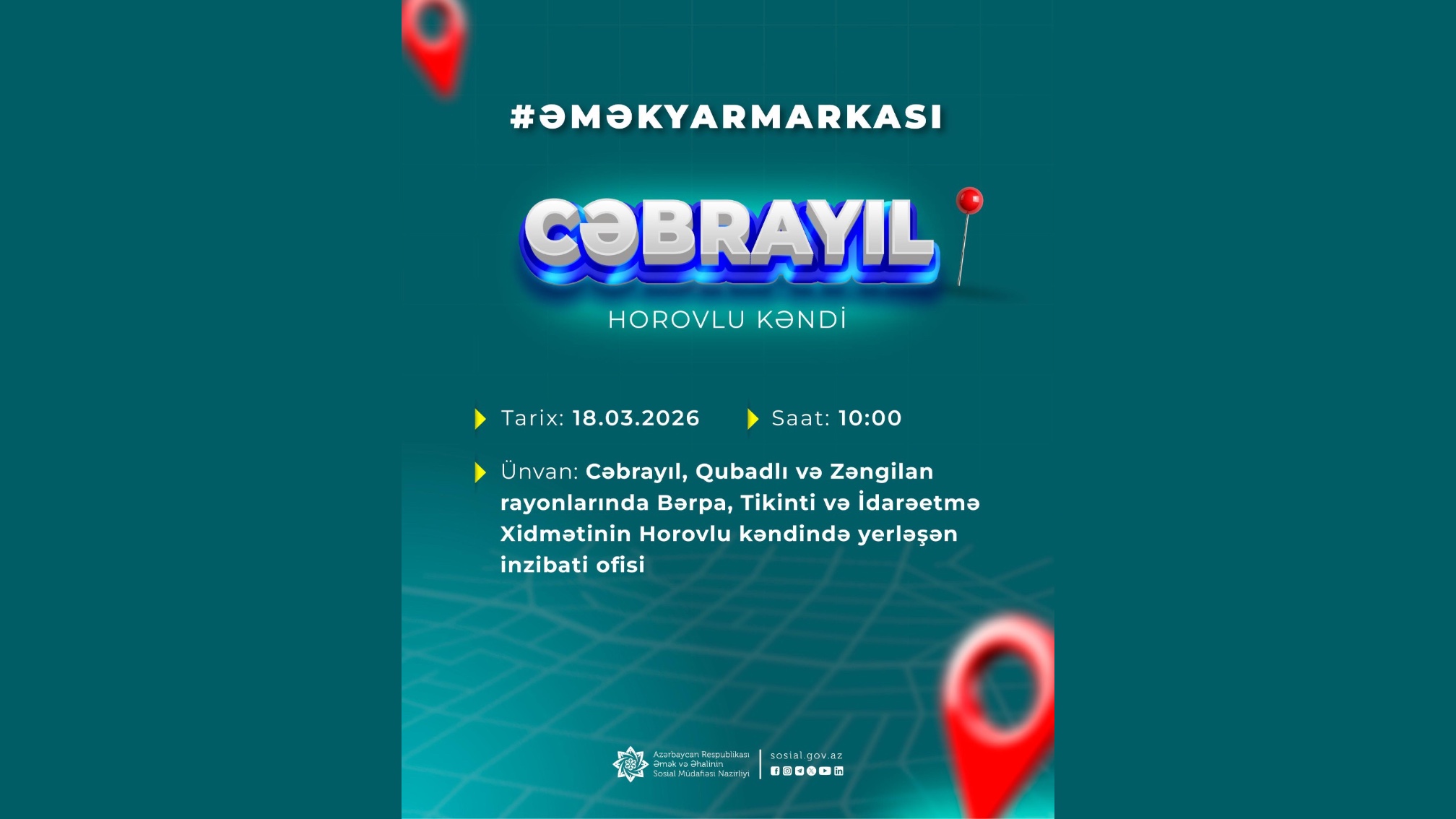 Cəbrayılın Horovlu kəndində növbəti əmək yarmarkası keçiriləcək