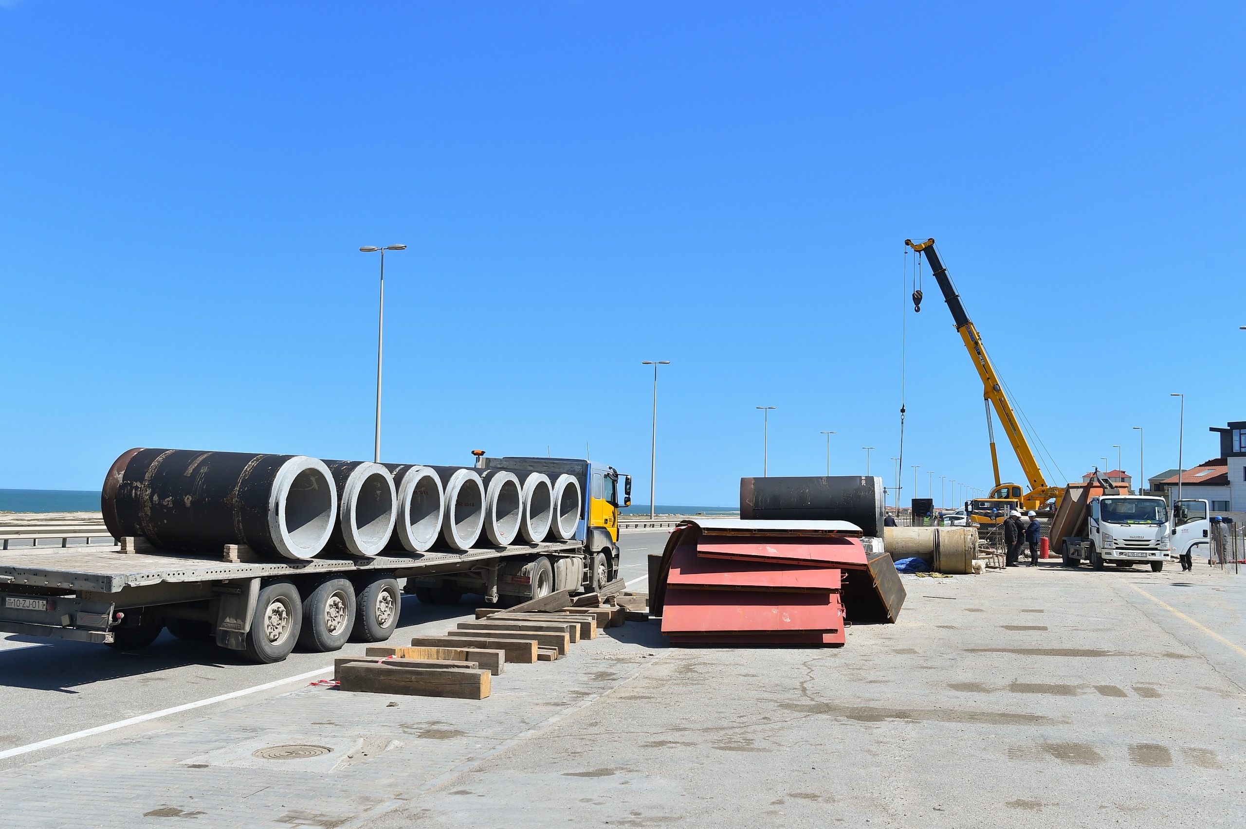 Pirşağı hövzəsi üzrə kanalizasiya kollektorları və tullantı sutəmizləyici qurğu tikilir - FOTOLAR - VİDEO