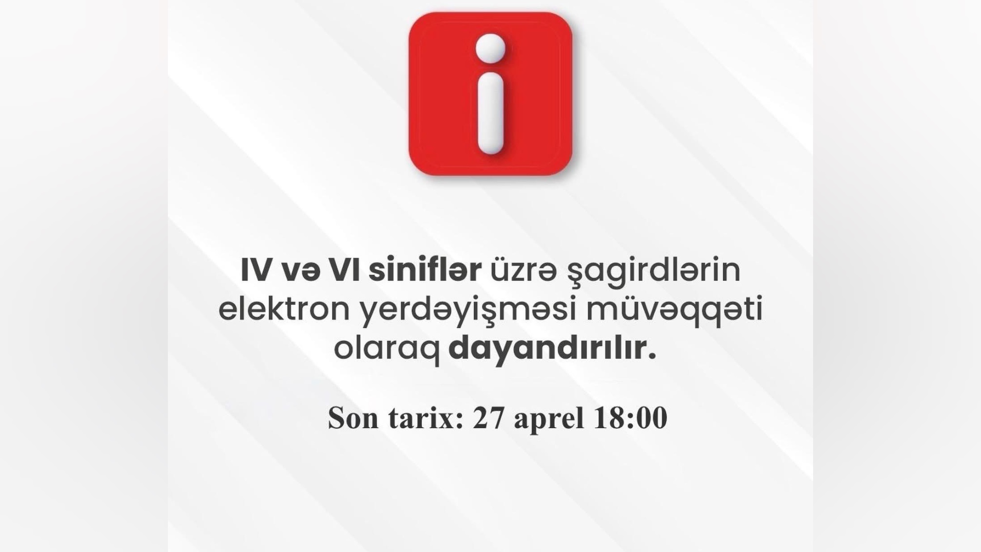 Şagird yerdəyişməsi müvəqqəti dayandırılır