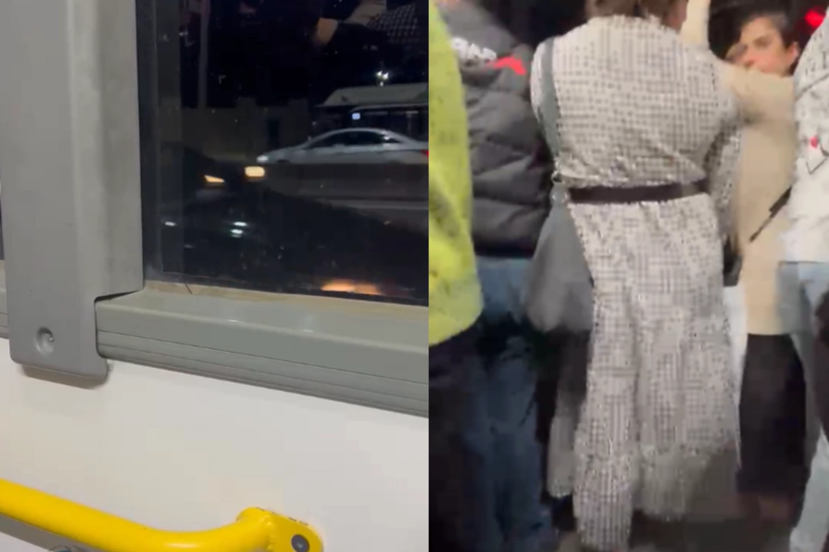 569 nömrəli avtobusda sərnişinlərlə sürücü arasında mübahisə yaranıb - VİDEO
