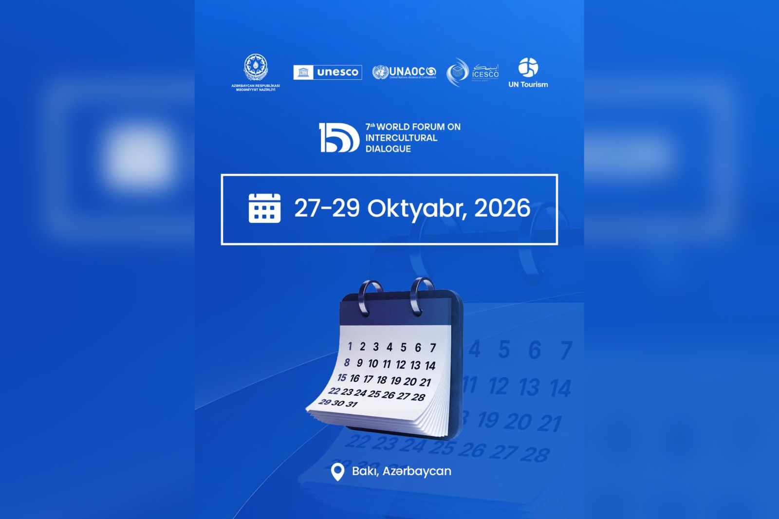 Bakıda VII Ümumdünya Mədəniyyətlərarası Dialoq Forumu keçiriləcək 