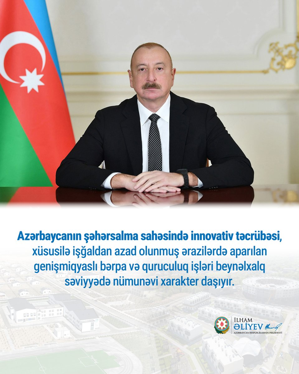 İlham Əliyev şəhərsalma sahəsində ölkənin innovativ təcrübəsinə dair paylaşım edib
