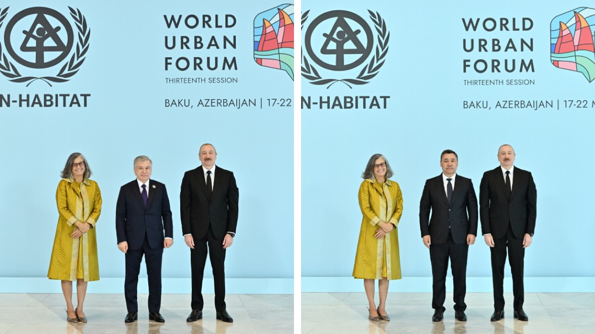 Prezident Özbəkistan və Qırğızıstan liderlərini belə qarşıladı - VİDEO