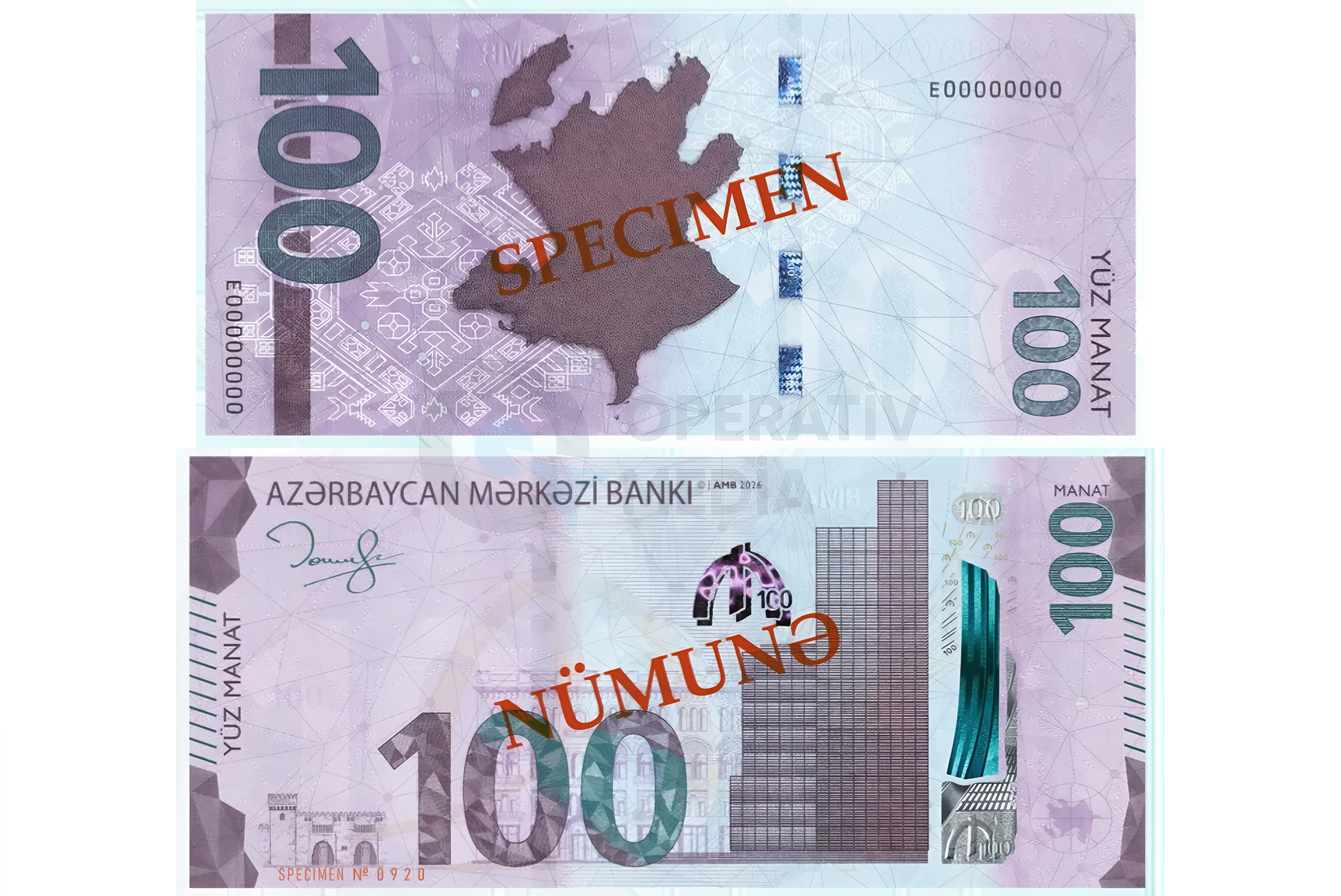 Gələn ay yeni 100 manatlıq əsginaslar tədavülə buraxılacaq - FOTO