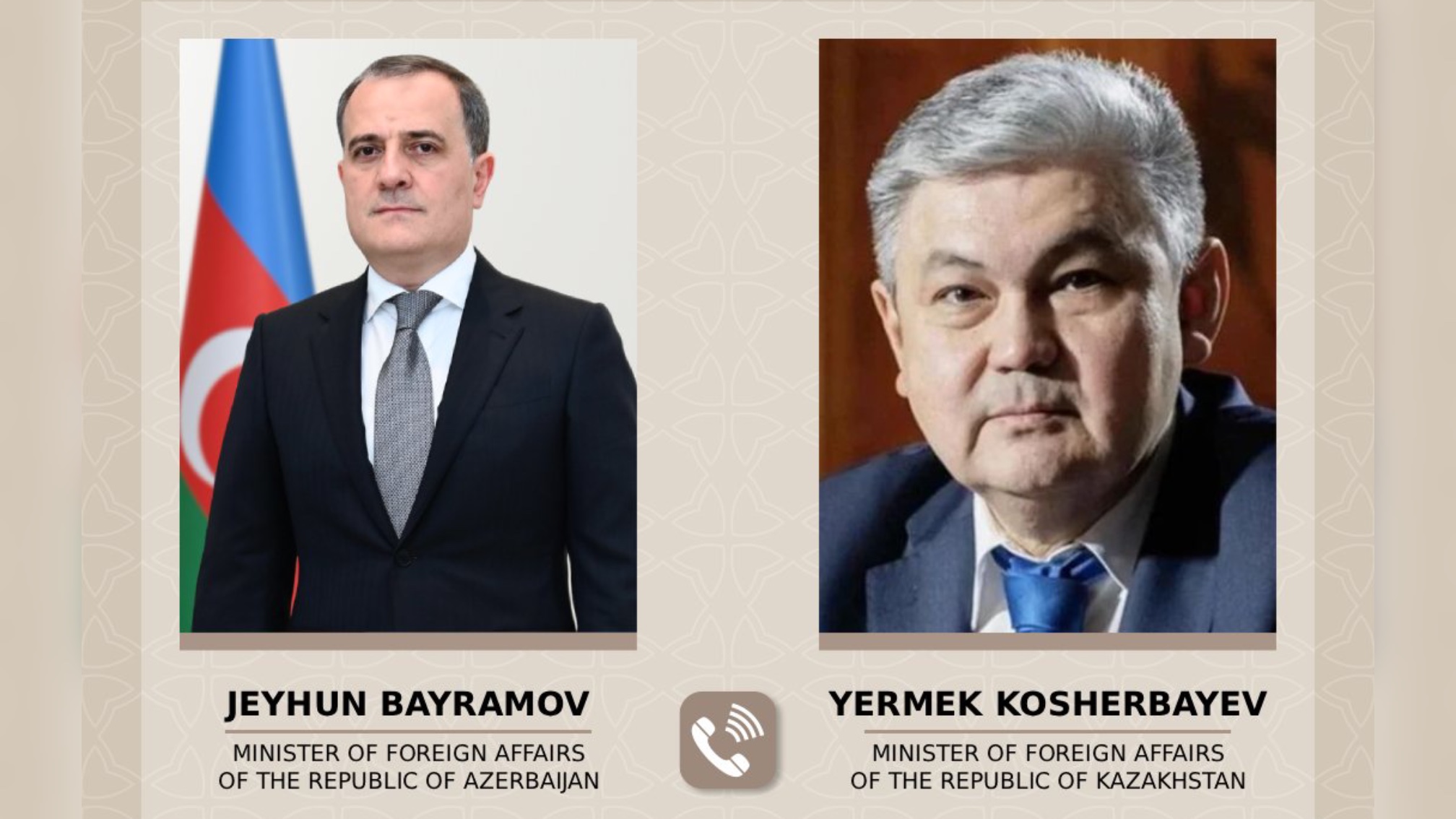Ceyhun Bayramov və Yermek Koşerbayev arasında telefon danışığı olub