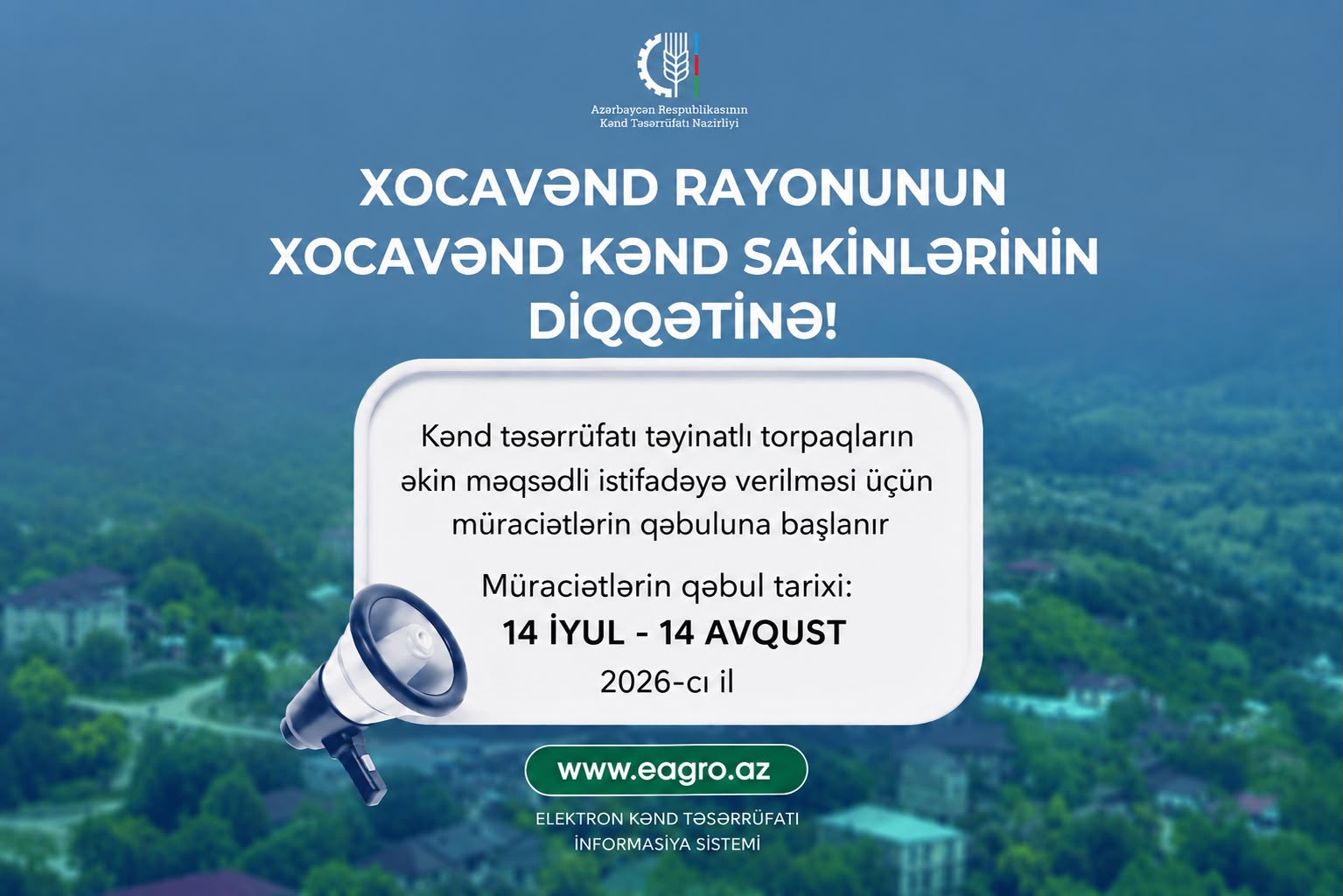 Xocavənddə torpaqların əkin məqsədli istifadəyə verilməsi üçün müraciətlərin qəbuluna başlanır