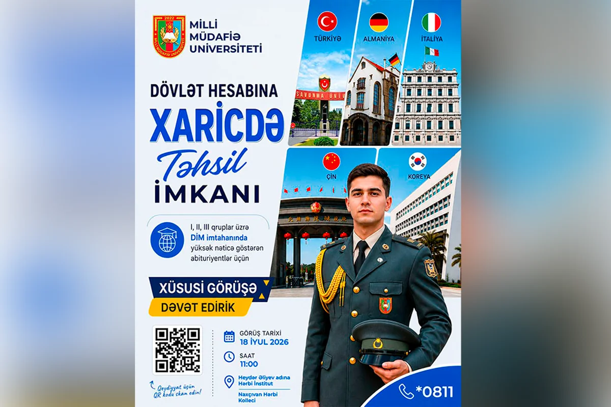 Hərbi təhsil almaq istəyən abituriyentlər üçün "Açıq qapı" günü təşkil olunacaq