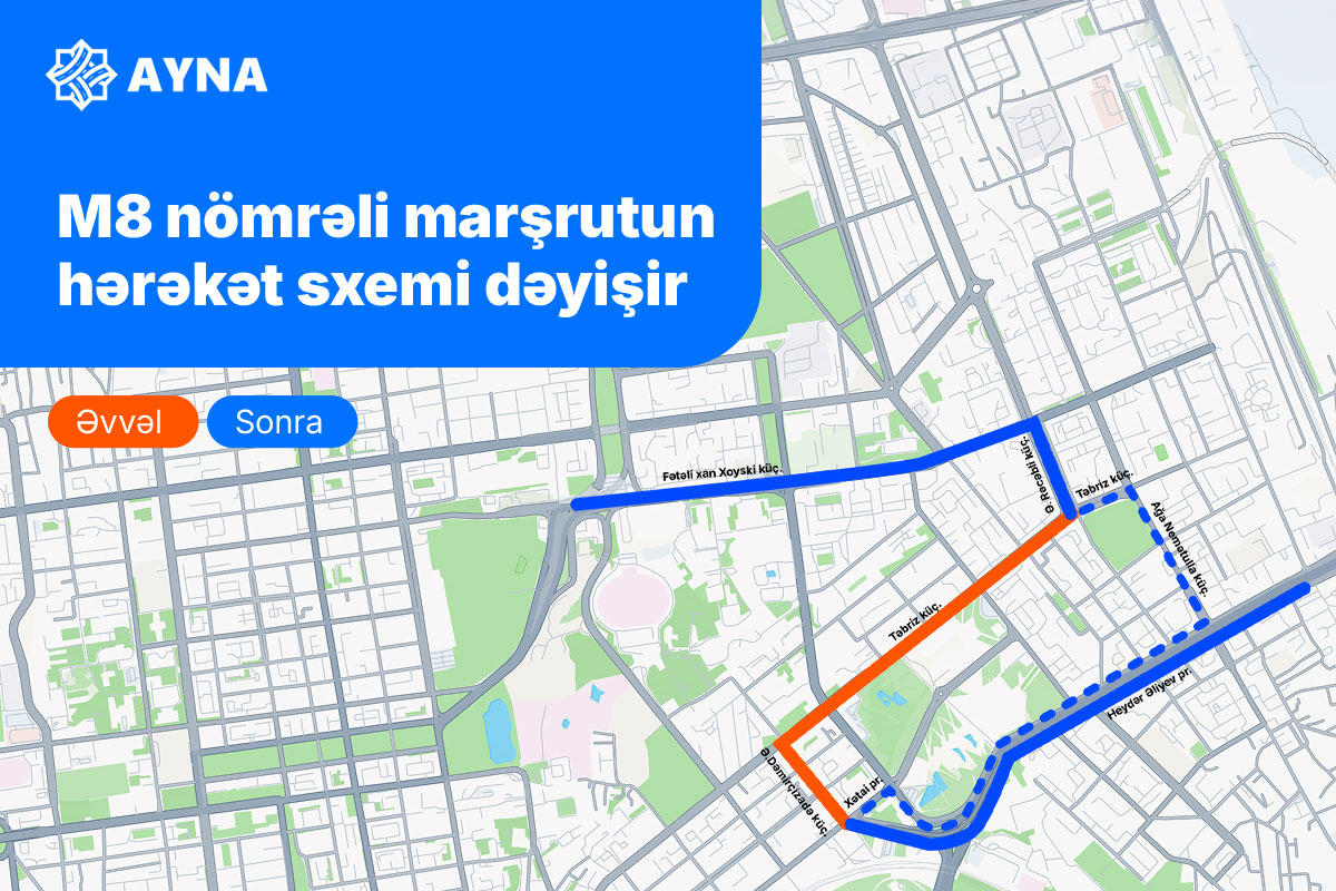 M8 marşrut avtobusunun hərəkət sxemi dəyişir