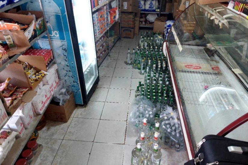 Şəmkirdə 127,6 litr saxta araq müsadirə olundu